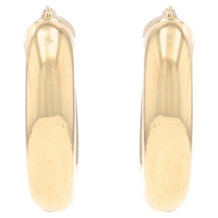 Yellow Gold Hoop Earrings - 14k Italy Round Pierced