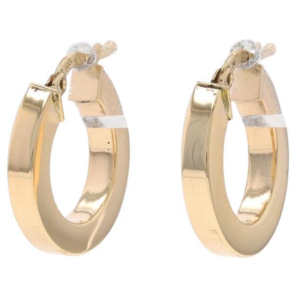 Yellow Gold Hoop Earrings - 14k Pierced Italy