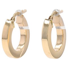 Yellow Gold Hoop Earrings - 14k Pierced Italy
