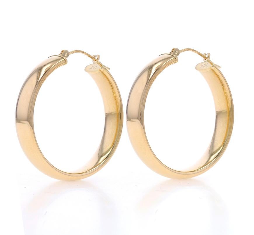 Yellow Gold Hoop Earrings - 14k Round Pierced 1