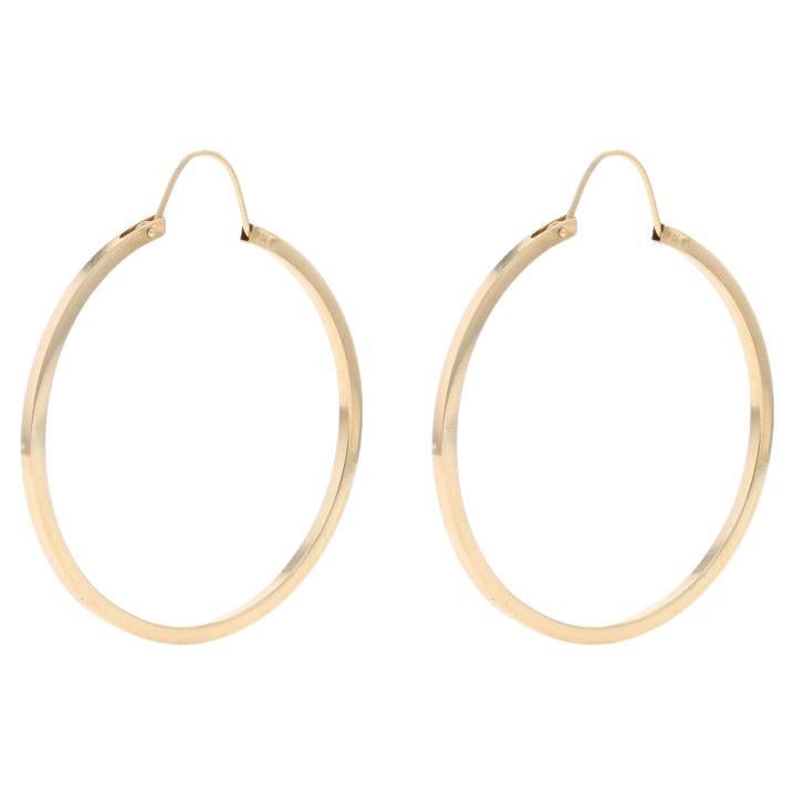 Yellow Gold Hoop Earrings - 14k Round Pierced For Sale