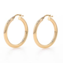 Yellow Gold Hoop Earrings - 14k Round Pierced Italy