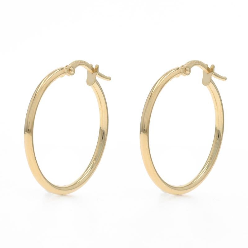Yellow Gold Hoop Earrings - 18k Round Hollow Pierced