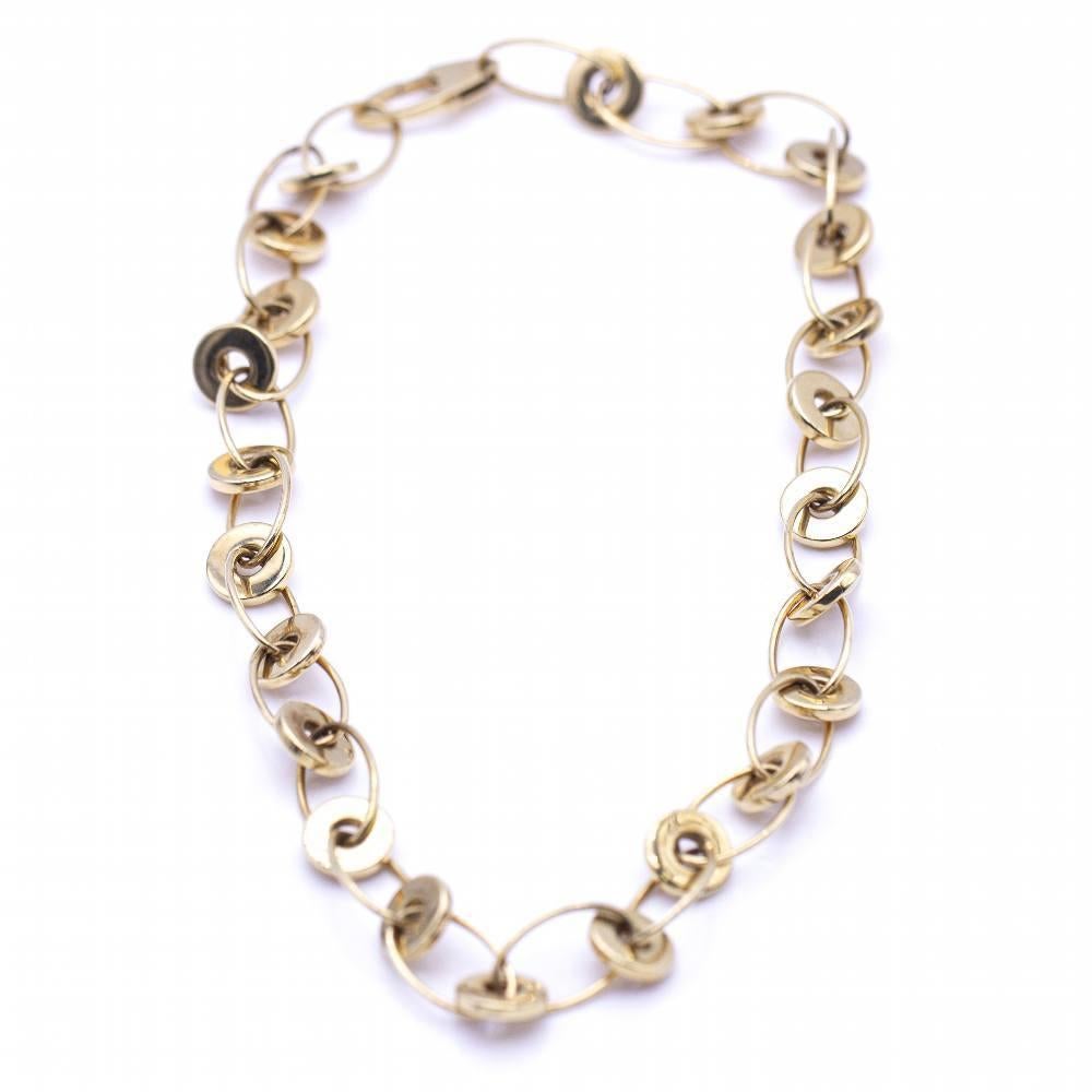 Author's necklace with yellow gold hoops for woman : 18kt yellow gold : 30,10 grams : Solid : 41 cm long : Carabiner clasp. Brand new product I Ref: N102865LF