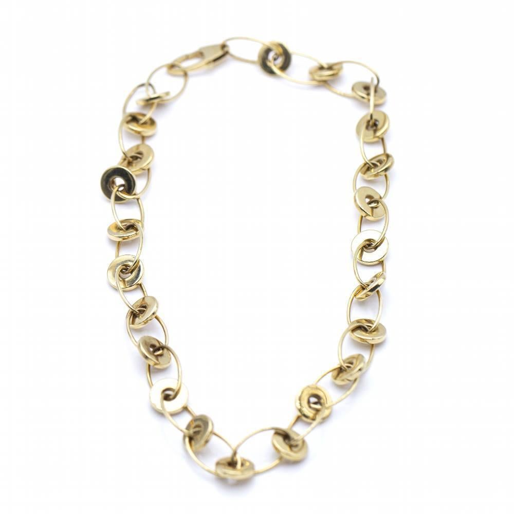 Yellow gold hoop necklace In New Condition For Sale In BARCELONA, ES