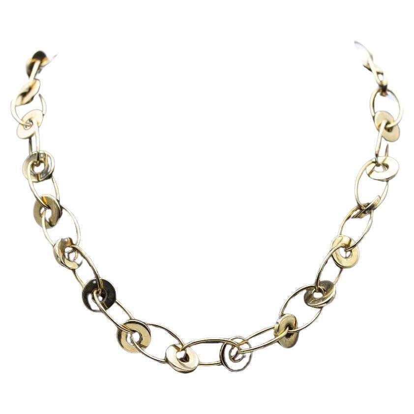 Yellow gold hoop necklace For Sale