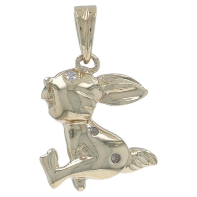 Yellow Gold Hopping Bunny Rabbit Pendant - 10k Easter Springtime For Sale
