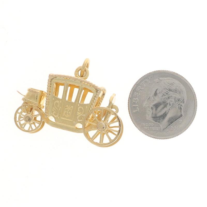 Women's or Men's Yellow Gold Horse-Drawn Carriage Charm - 18k Covered Transportation Moves For Sale