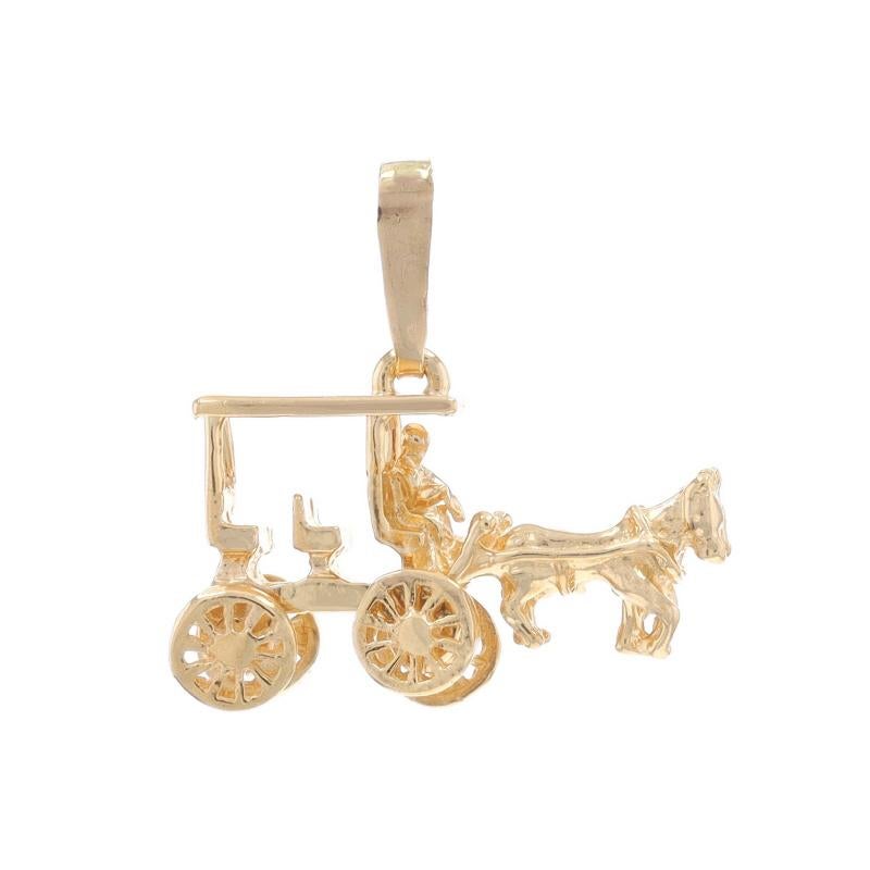 Metal Content: 14k Yellow Gold

Theme: Horse-Drawn Carriage, Transportation
Features: Wheels Rotate

Measurements

Tall (from stationary bail): 19/32