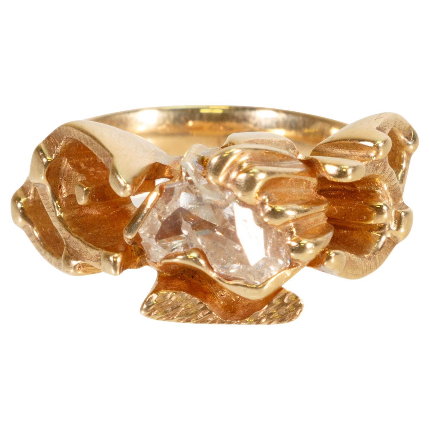 Yellow Gold Horse Head Diamond Ring For Sale