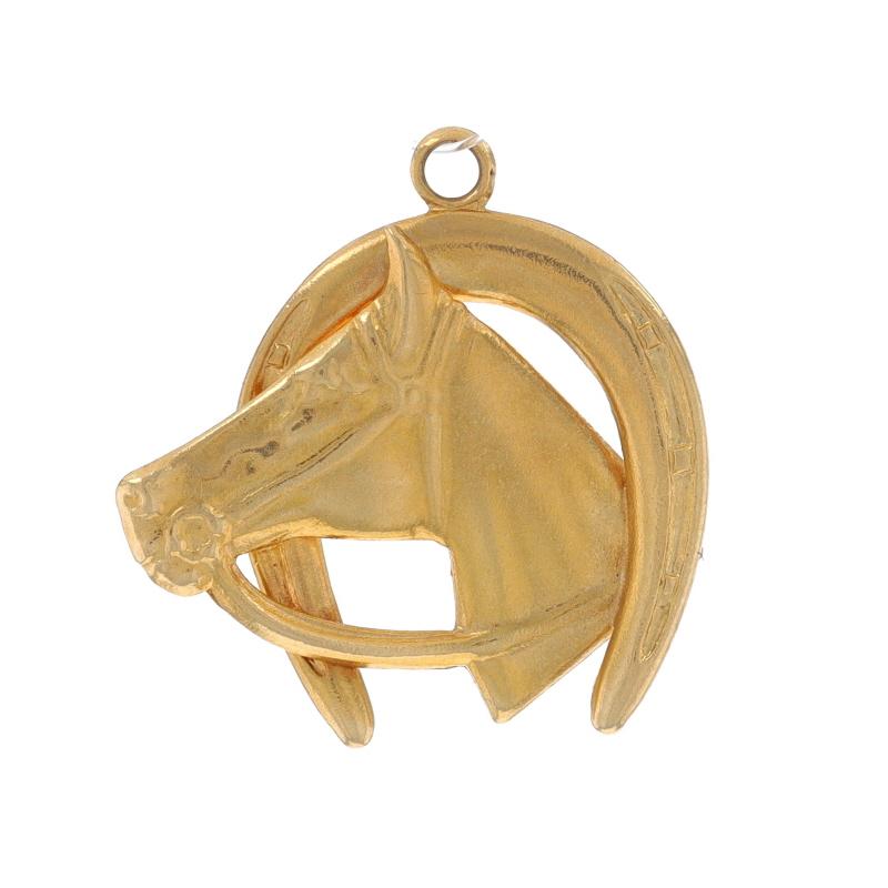 Metal Content: 14k Yellow Gold

Theme: Horse's Bust & Horseshoe, Equestrian

Measurements

Tall (from stationary bail): 25/32
