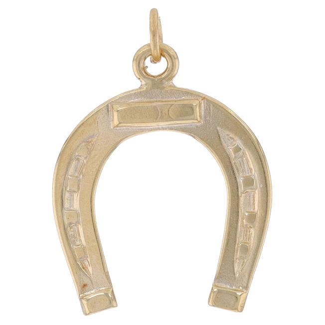 Yellow Gold Horseshoe Pendant - 14k Good Luck Equestrian Charm For Sale