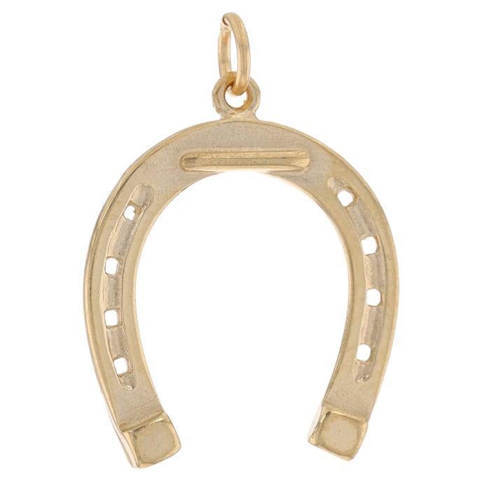 Yellow Gold Horseshoe Pendant - 14k Good Luck Equestrian Western Charm For Sale