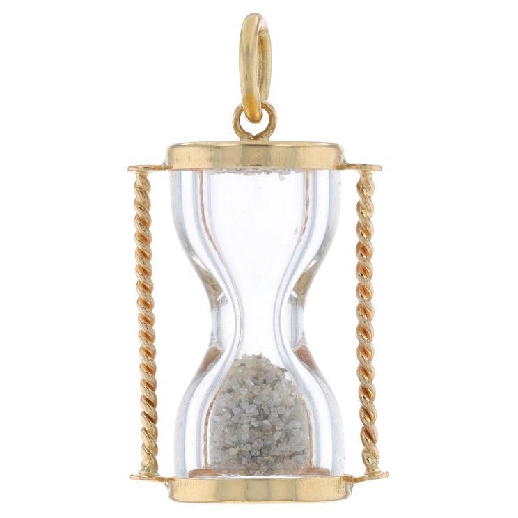 Yellow Gold Hourglass Charm - 14k Timekeeping Sand Moves For Sale