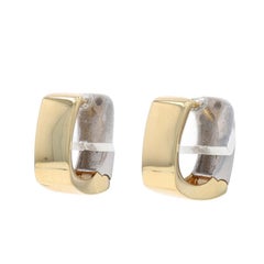 Yellow Gold Huggie Hoop Earrings - 14k Reversible Pierced