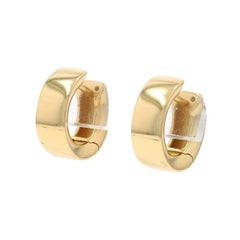 Yellow Gold Huggie Hoop Earrings - 18k Pierced