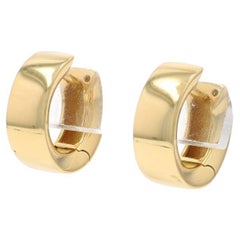 Yellow Gold Huggie Hoop Earrings - 18k Pierced