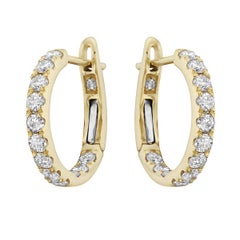 Yellow Gold Huggies Hoop Diamond Earrings