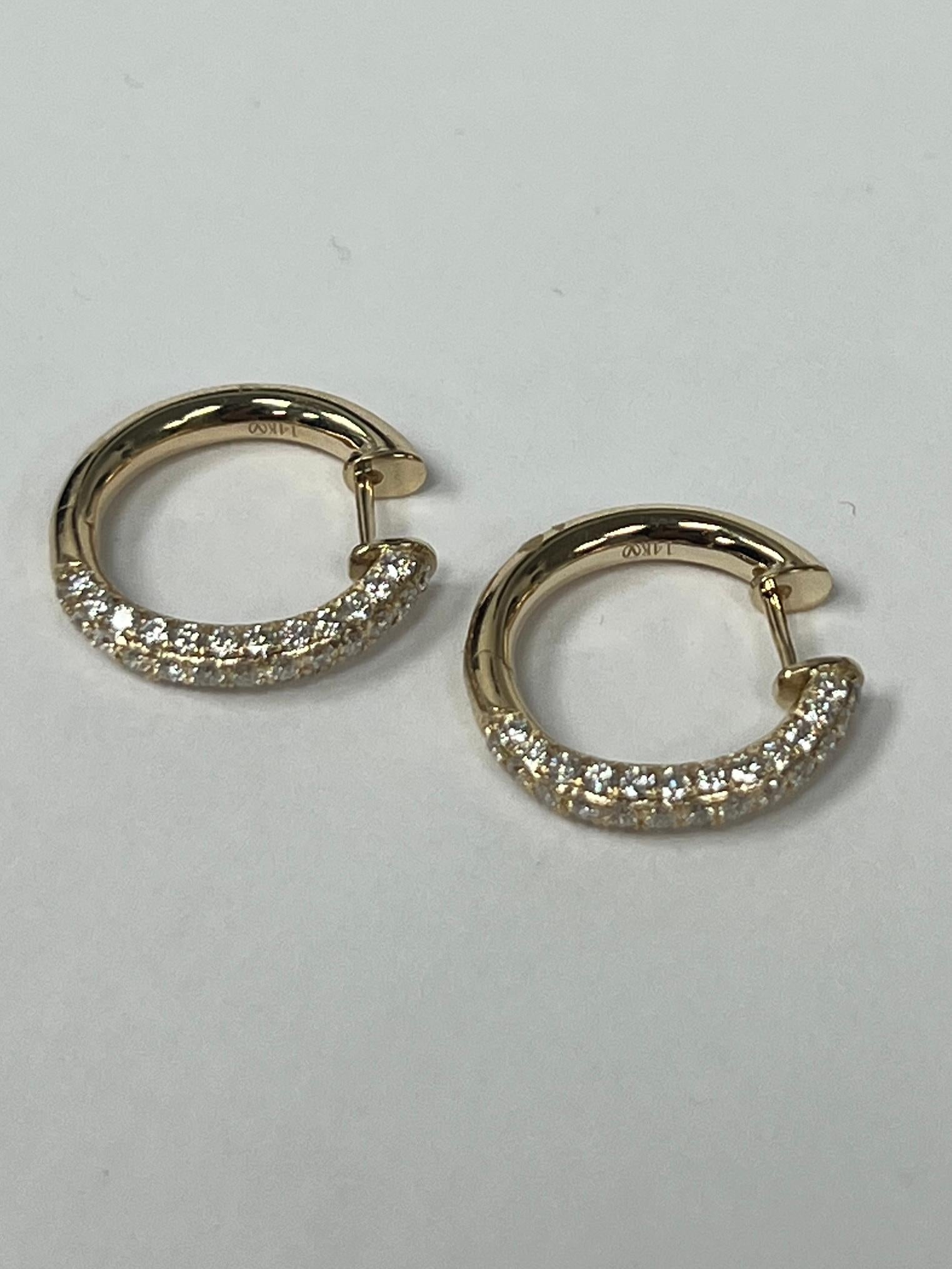 Modern Yellow Gold Huggies Hoop Diamond Earrings