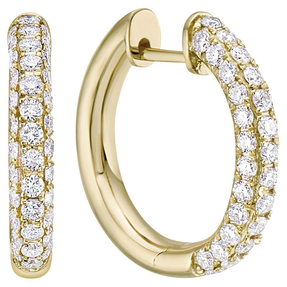 Yellow Gold Huggies Hoop Diamond Earrings