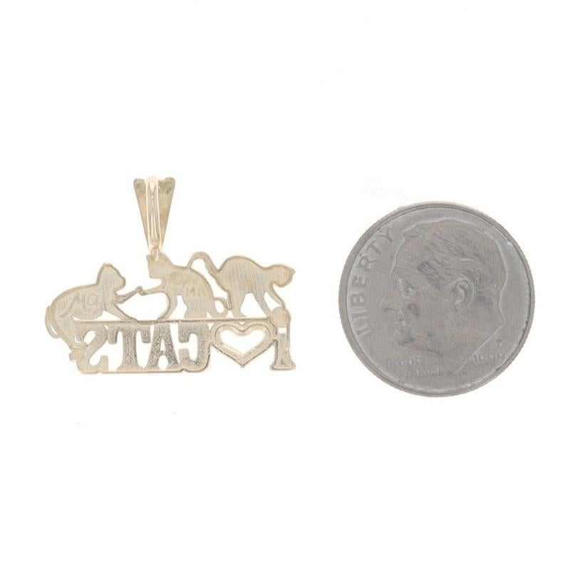 Women's Yellow Gold I Love Cats Pendant - 14k Pets For Sale