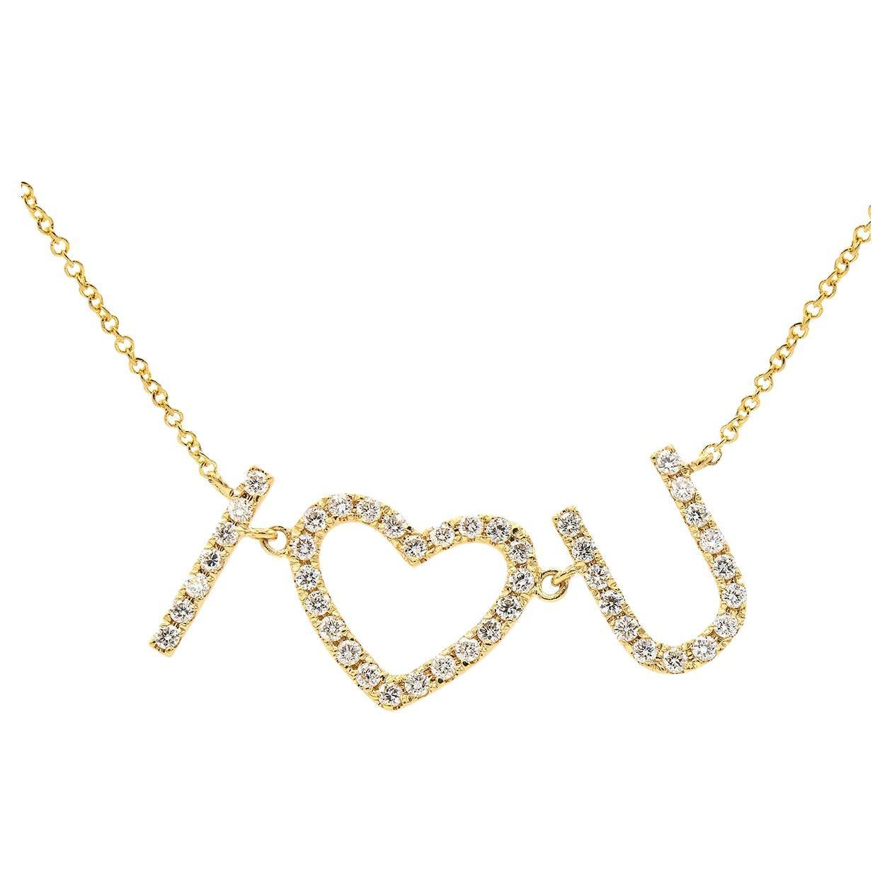 Yellow Gold I Love You Necklace