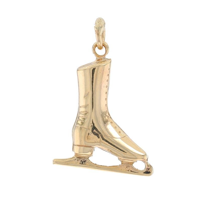 Yellow Gold Ice Skate Charm - 14k Winter Sports Recreation Pendant For Sale