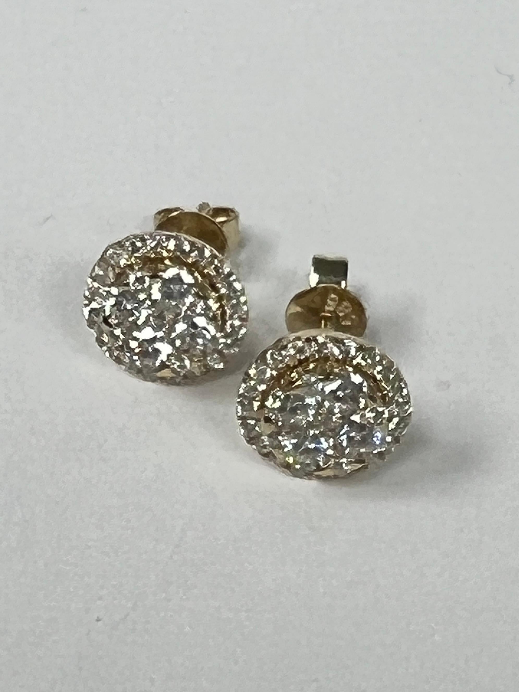 Modern Yellow Gold Illusion Cluster Earrings For Sale
