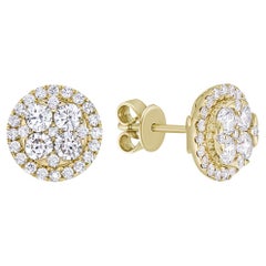 Yellow Gold Illusion Cluster Earrings