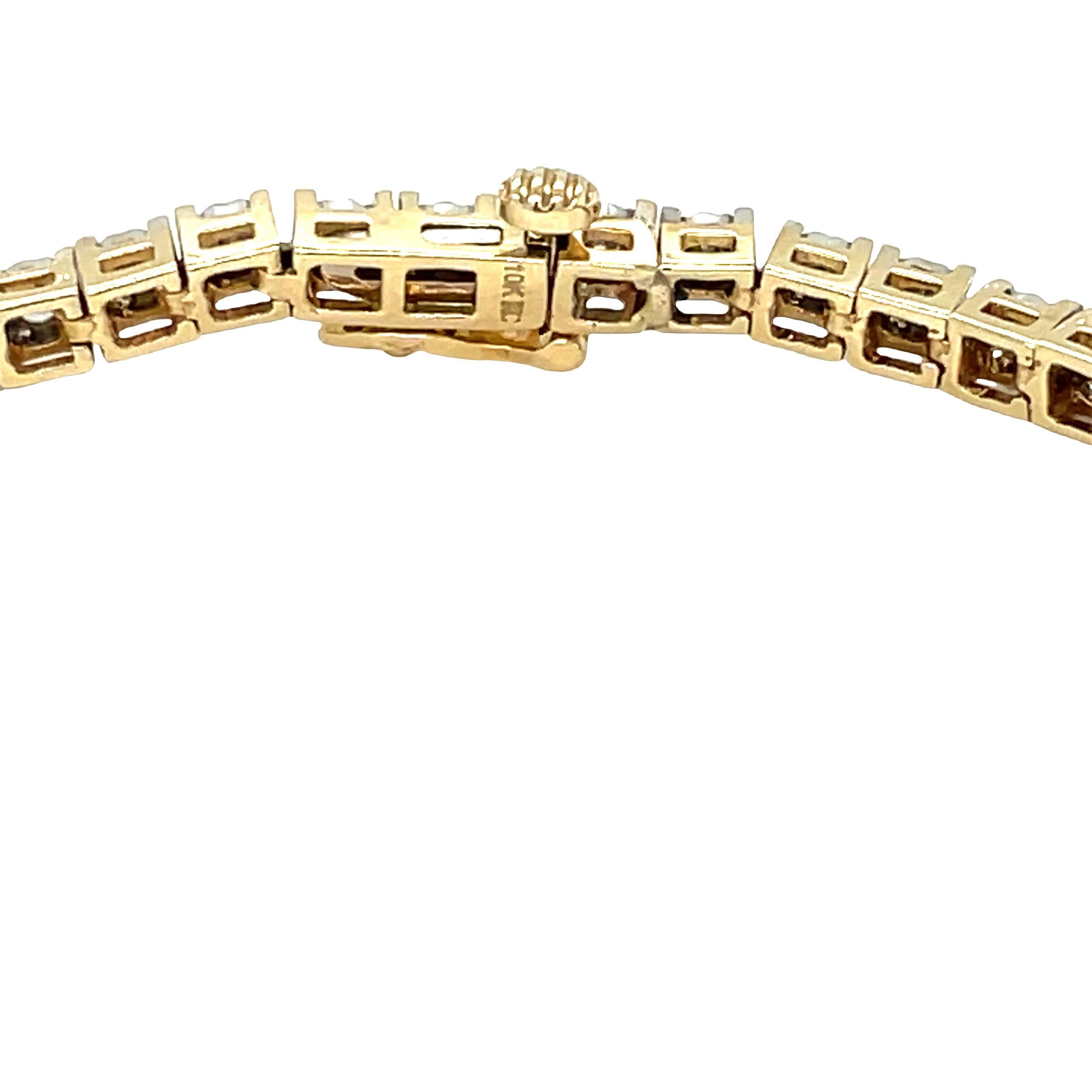 Bracelet tennis en or jaune avec diamants sertis à l'illusion Excellent état - En vente à beverly hills, CA