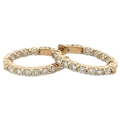 Yellow Gold In and Out Diamond hoop Earrings