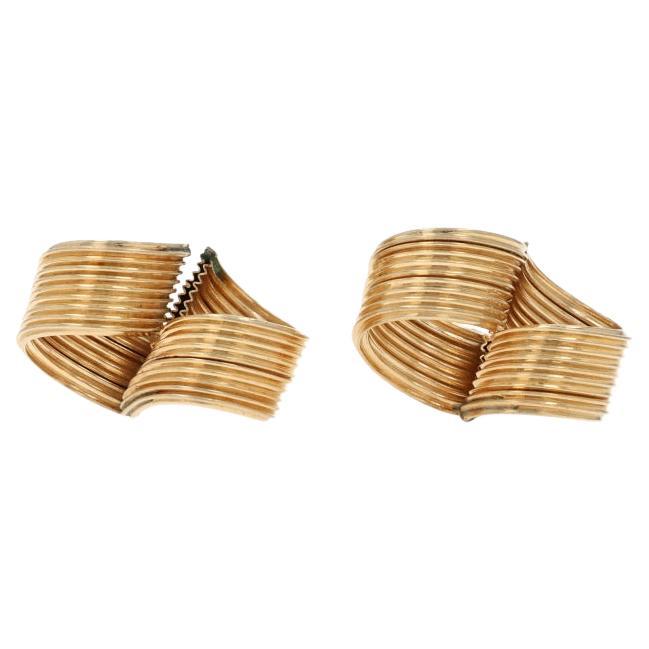 Yellow Gold Infinity Ribbon Bypass Stud Earrings - 14k Pierced For Sale