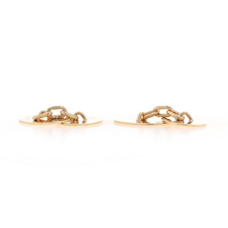 Metal Content: 14k Yellow Gold

Style: Cufflinks
Theme: Initial C, Oval Monogram Script Letter

Measurements

Tall: 9/16