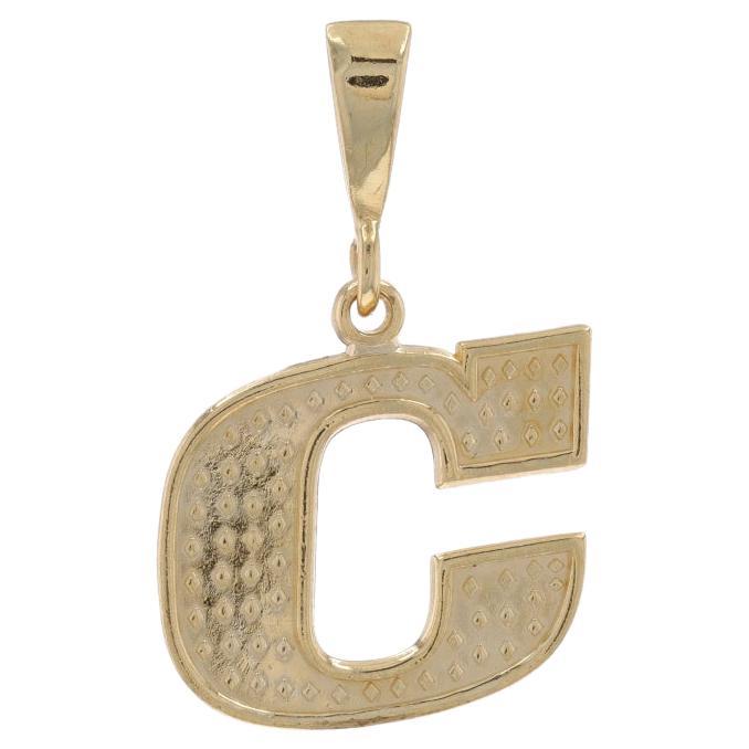 Yellow Gold Initial C Pendant - 14k Monogram Letter Unisex