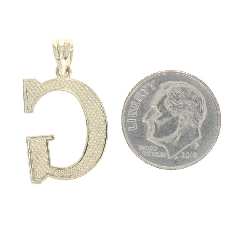 Women's or Men's Yellow Gold Initial G Pendant - 10k Etched Monogram Letter For Sale
