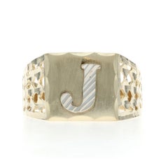 Yellow Gold Initial J Men's Ring 10k Monogram Letter