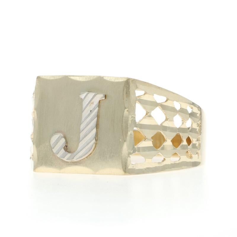 Gelbgold Initiale J Herrenring 10k Monogram Buchstabe im Angebot 1