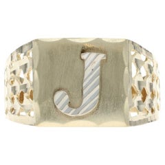 Yellow Gold Initial J Men's Ring 10k Monogram Letter