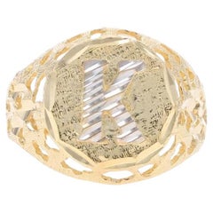 Yellow Gold Initial K Men's Ring - 10k Monogram Letter