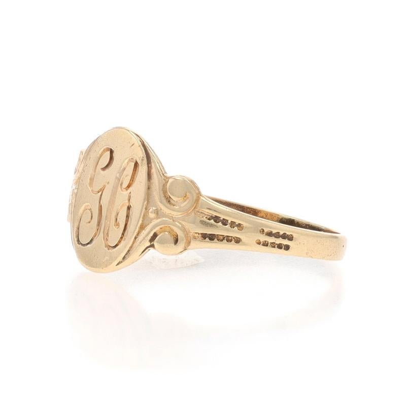 Yellow Gold Initials GC Signet Ring - 10k Monogram In Excellent Condition For Sale In Greensboro, NC