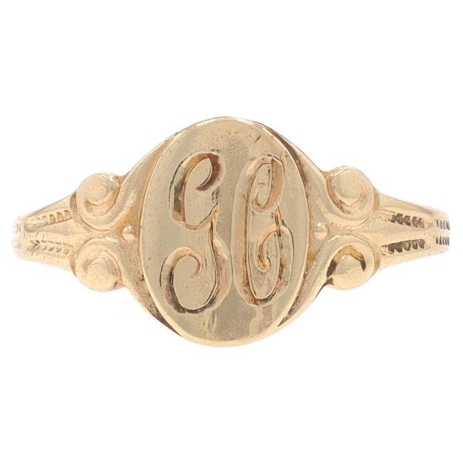 Yellow Gold Initials GC Signet Ring - 10k Monogram