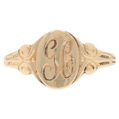 Yellow Gold Initials GC Signet Ring - 10k Monogram