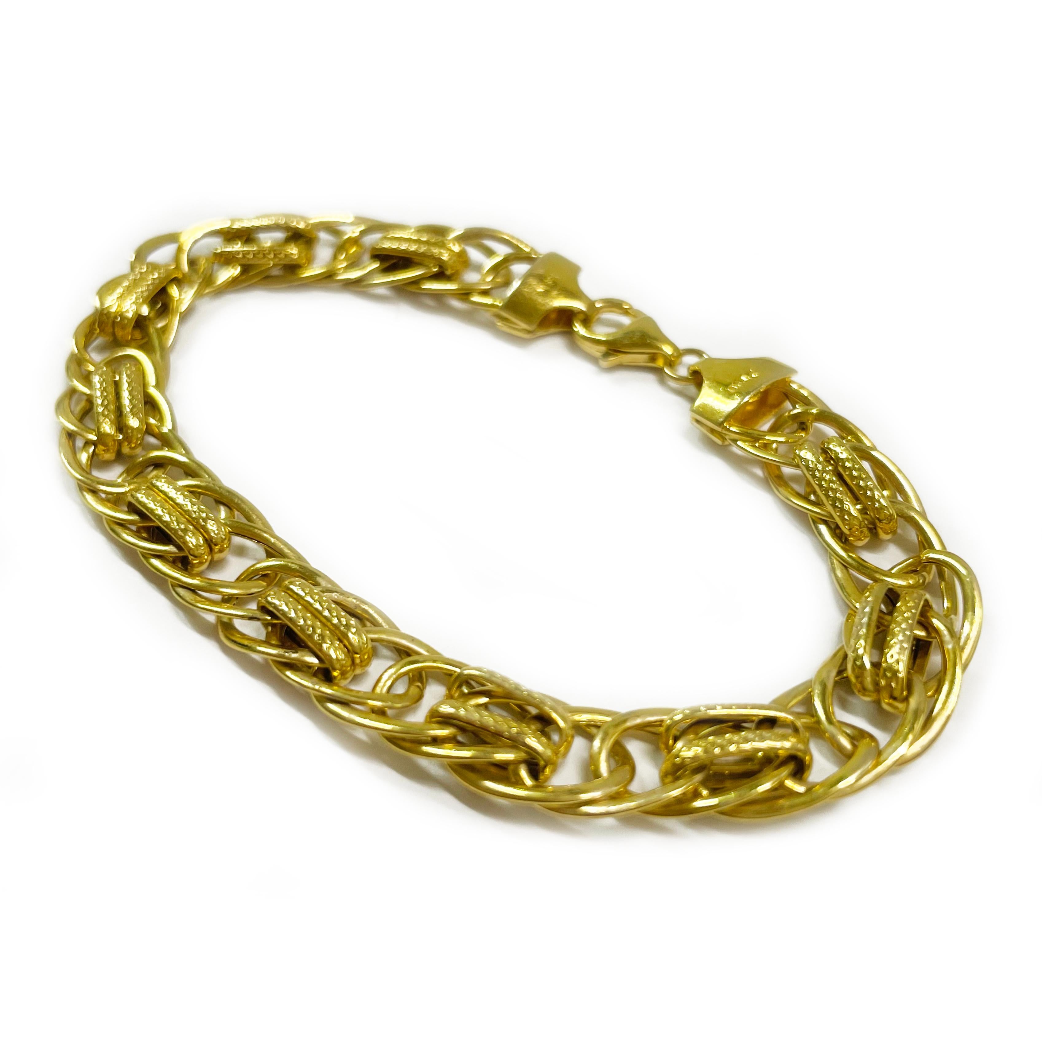 Retro Yellow Gold Interlocking Curb Link Bracelet For Sale