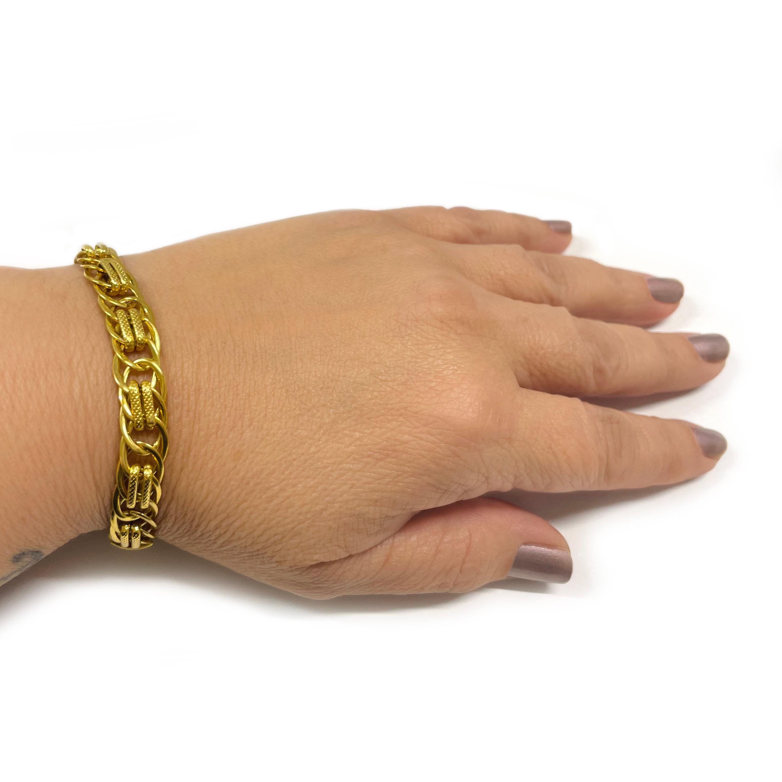 Yellow Gold Interlocking Curb Link Bracelet For Sale 1