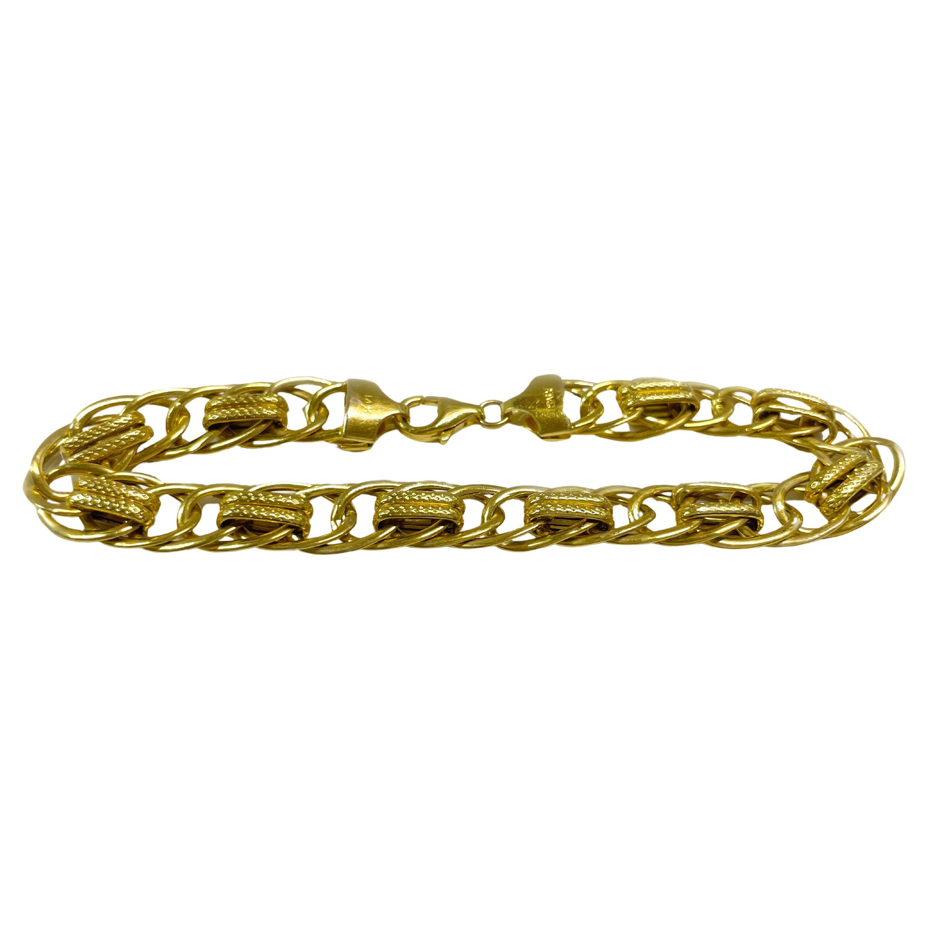 Yellow Gold Interlocking Curb Link Bracelet For Sale