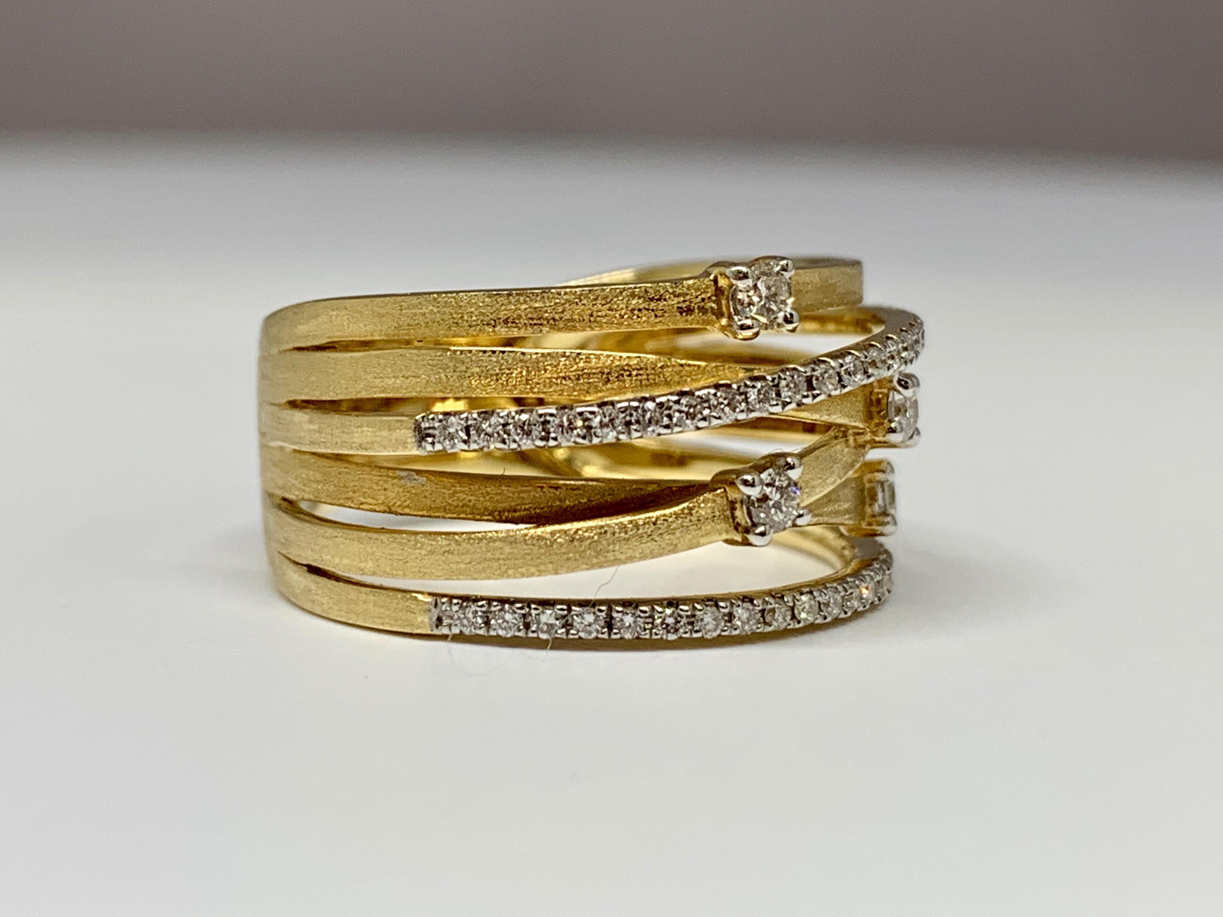 Art Deco Yellow Gold Intertwined 0.37 Carat Diamond Cocktail Ring