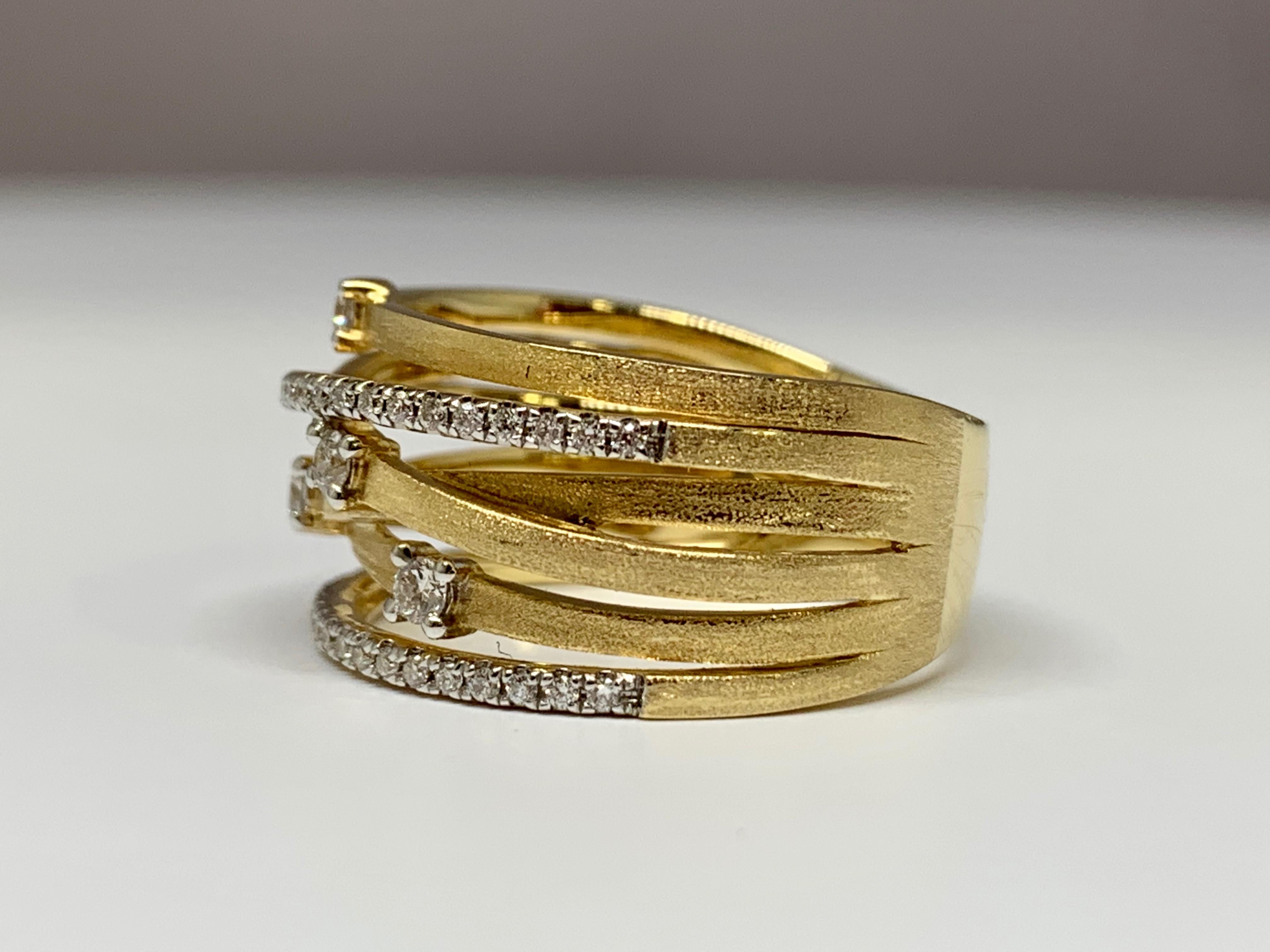 Yellow Gold Intertwined 0.37 Carat Diamond Cocktail Ring In New Condition In Gainesville , FL