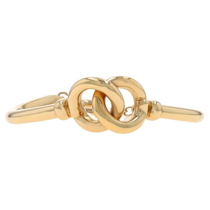 Yellow Gold Intertwined Circle Curved Link Bracelet 6 3/4" -14k Resin Core Knot For Sale