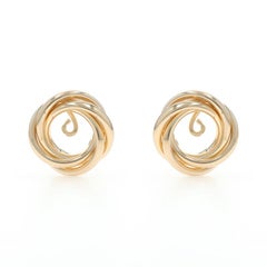 Yellow Gold Intertwined Circle Earring Enhancers Stud Jackets 14k