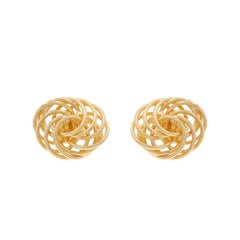 Yellow Gold Intertwined Circle Stud Earrings - 14k Pierced